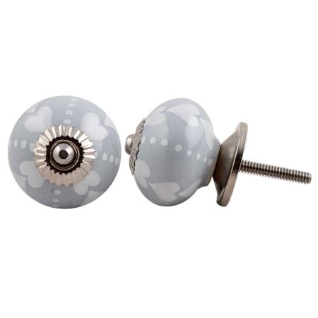 Light Grey Heart Painted Knob